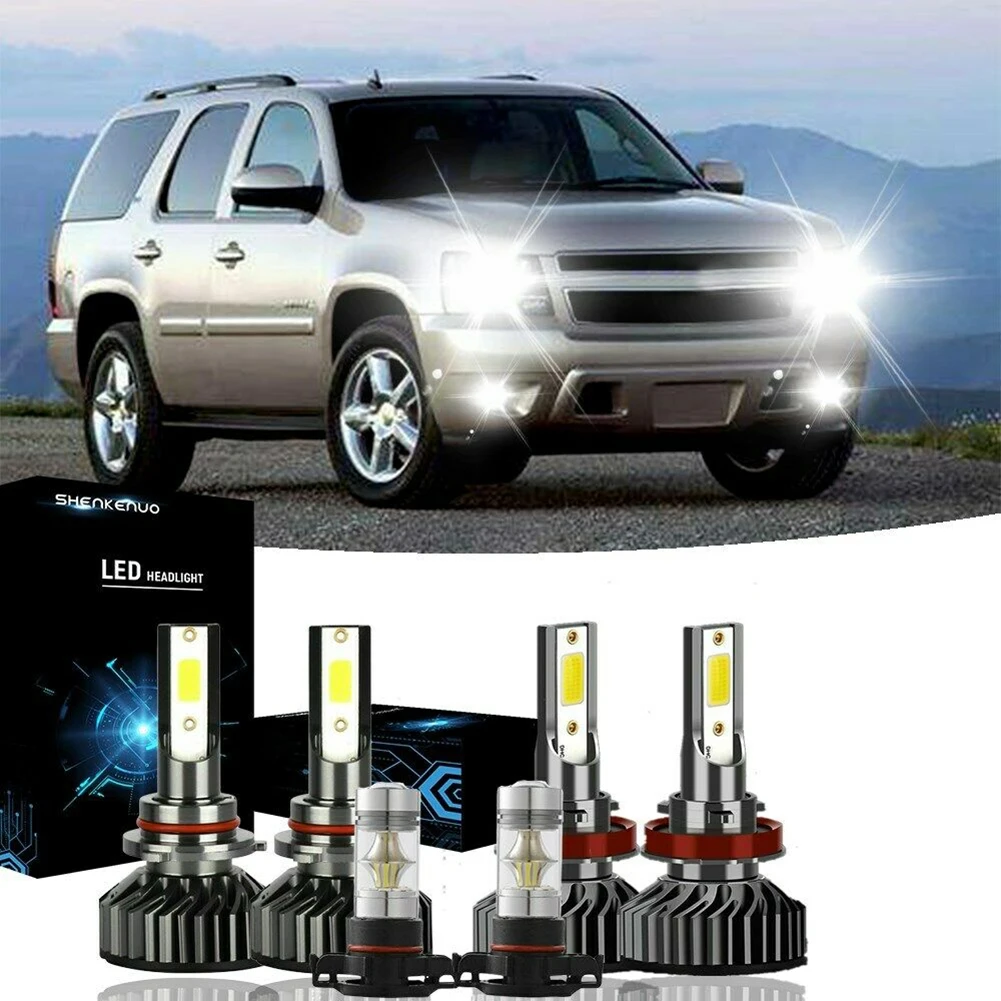 6 шт. 6000K 100 Вт светодиодсветильник фары + противотуманные F2 для Chevy Suburban Tahoe 2007 2014