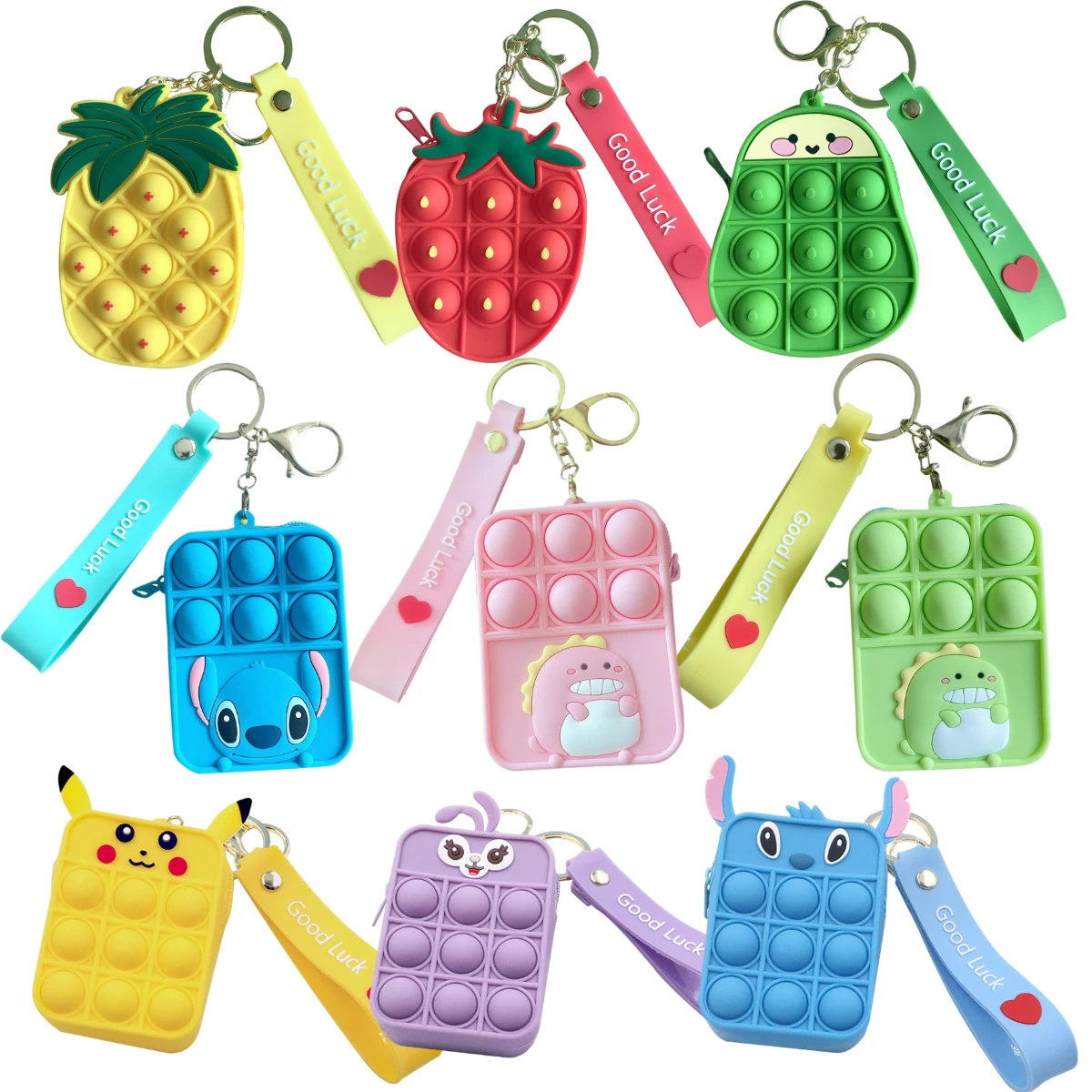 1pc Cute Push Pop Bubble Sensory Fidget Toys-mini Wallet Kids Bag Silicone Coin Purse Squishy Its Decompression Christmas Gift | Игрушки и