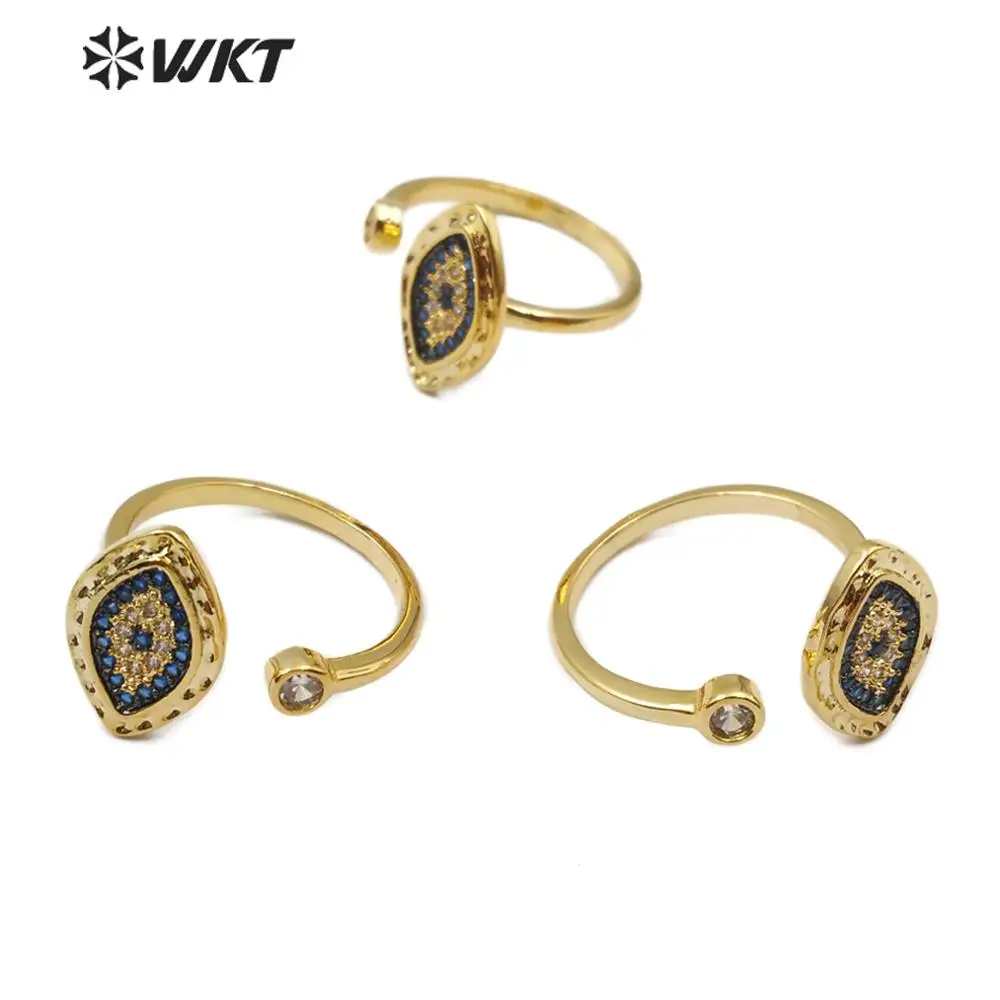 

WT-MR013 New Arrival！Woman Fashion Ring Cubic Zirconia Pave Ring Eye Shape In Adjustable Size Ring Micro Pave Ring Jewelry
