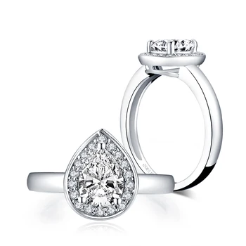 

LESF Authentic 925 Sterling Silver Transparent SONA Diamond Finger Rings for Women Wedding Statement Fine Jewelry