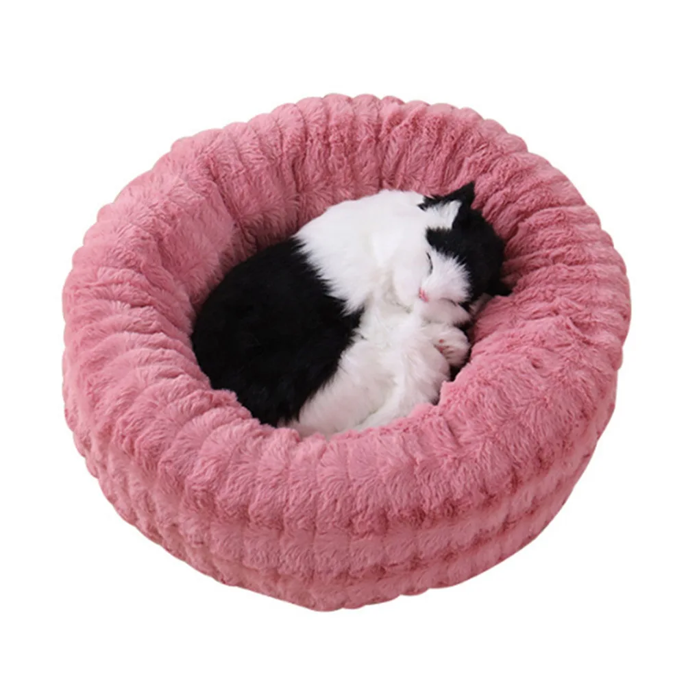Pink Теплый пончик Cuddler Кошки Собаки Кровать Плюшевая Собака Успокаивающий кровать любимчика спальный коврик SEP99 - Цвет: Pink