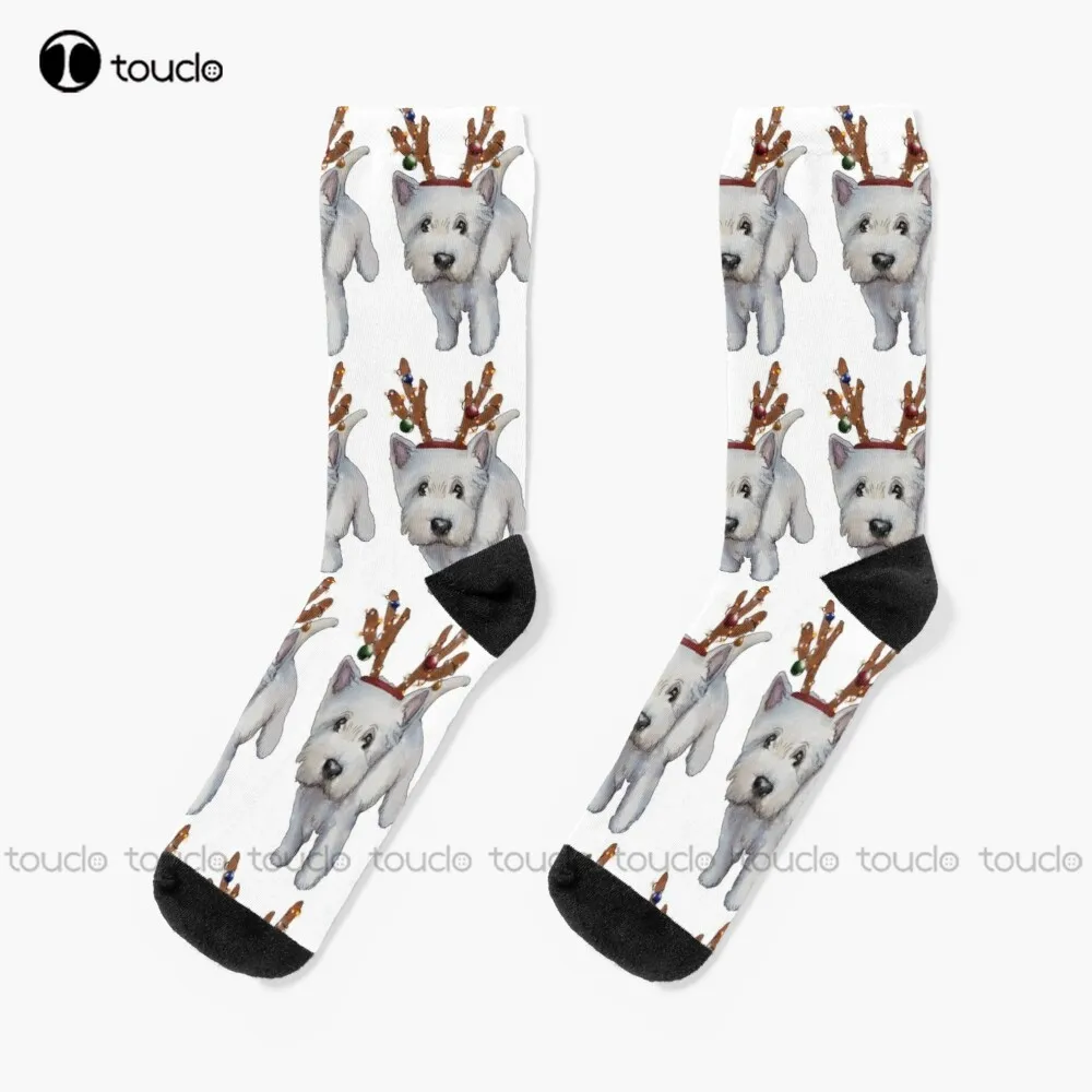 

Christmas Westies Socks Socks For Boys Personalized Custom Unisex Adult Teen Youth Socks 360° Digital Print Christmas Gift Gift