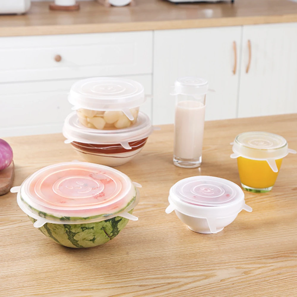 6 шт./компл. силиконовая эластичная крышка многоразовая миска для свежей еды