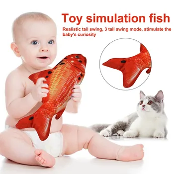 

Battery Powered Detachable Moving Electric Fish Simulation Wagging Cat Toy Kicking Washable Kitten Interactive Play Swing Tail