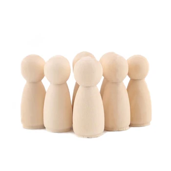 10pc 35mm-65mm Wooden Doll DIY Handmade Wood Peg Doll DIY Wooden Blank Unfinished For Kid Mini Doll Baby Products Nurse Gift Toy 1