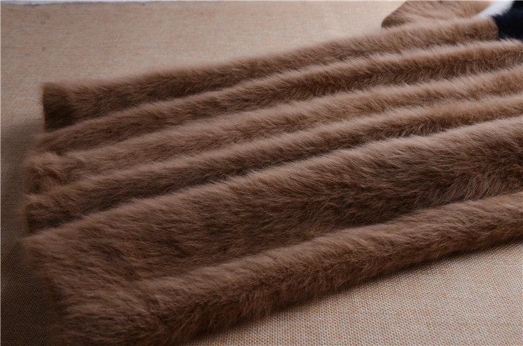 British Winter Ladies'Suede Furry Turn-collar Mink cashmere Overcoat Long-sleeved Angolan Rabbit Fur Overcoats women coat slim