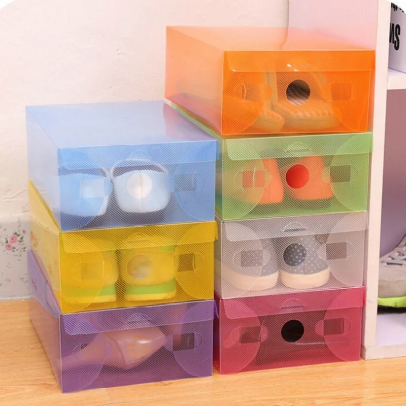 

Folding Shoe Box Storage Box Transparent Boots Plastic Finishing Box