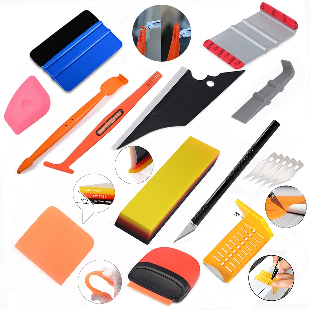 

FOSHIO Car Wrapping Accessories Tool Carbon Fiber Film Magnet Stick Squeegee Vinyl Tint Sticker Decal Install Mark Aid Scraper