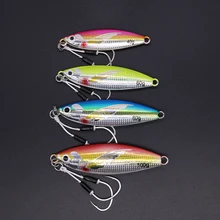 CASTFUN 40g 60g 80g 100g 1pc Glow Slow Jigging Sea Fishing Lures Casting Jig Metal Jig With Fishing Hook Artificial Baits