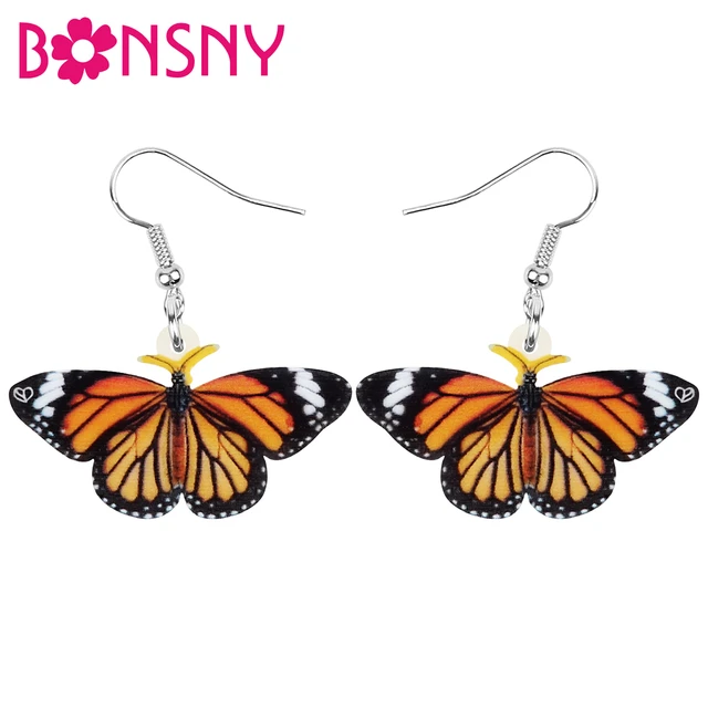 Amazon.com: Della's Designs Butterfly Earrings, Monarch Style In Stunning  Natural Colors: Clothing, Shoes & Jewelry