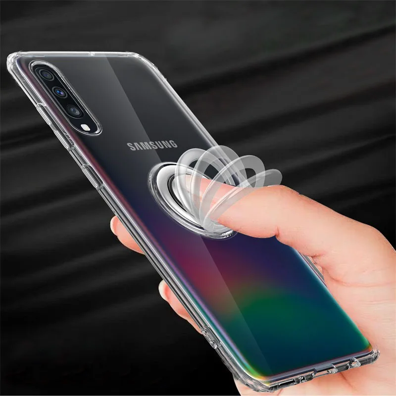 Кольцо-держатель для samsung Galaxy A70 A50, задняя крышка с подставкой, Магнитные Прозрачные телефонные чехлы для samsung Galaxy A50 A70, чехол