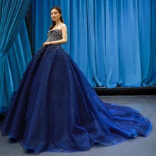 Без бретелек тяжелые бусины сладкий 16 бальные платья Милая шеи бальное платье выпускного вечера платья s Vestidos De Quinseanera