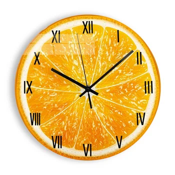 

Fruits Acrylic Wall Clock Modern Design Lemon Silent Decorative Clock on the Wall for Living Room Roman Numeral Home Decor