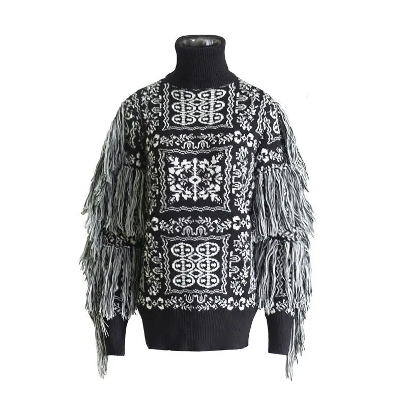 XUXI 2020 новый осенний вязаный свитер с кисточками винтажный Узор Женский Стильный