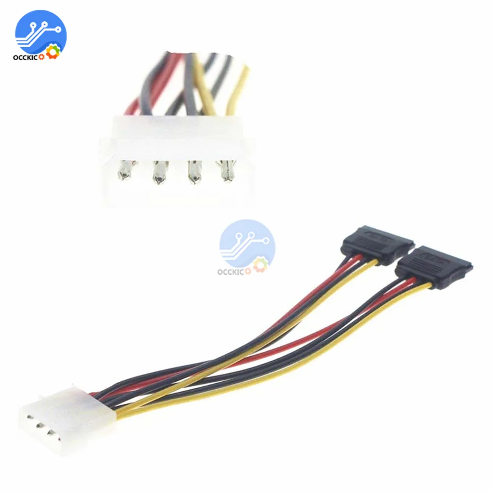 IDE Штекерный SATA гнездовой адаптер Кабельный соединитель 4 Pin Molex к 2 Serial ATA кабель