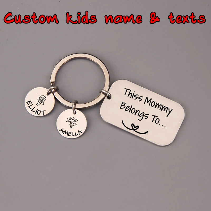 Nombres personalizados, regalo de cumpleaños para mamá, nombre, llavero, joyería personalizada, traje estampado, regalo, hija, recuerdo, familia|Personalizado Llaveros| - AliExpress