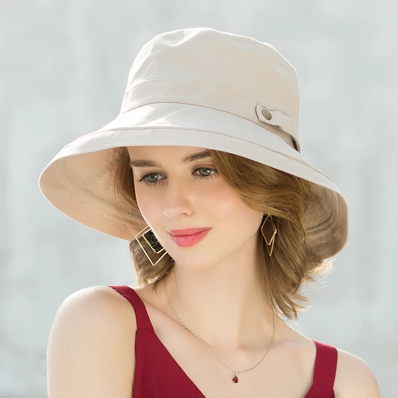 ENJOYFUR Summer Cotton Sun Hats For Women Wide Brim And