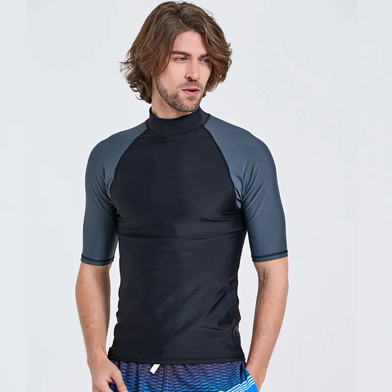 Rash Guard Surfing Swimsuit SBART-Surf Rash Guards Top for Men, Lycra Short Sleeve, UPF50 +, Quick Dry Surf-Clothes, Man Swim Kitesurf, Windsurf Dive T-Shir