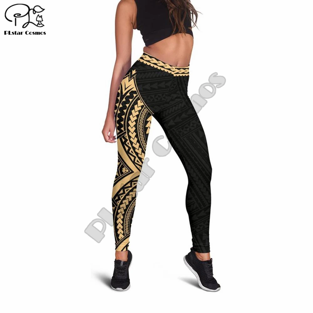 PLstar Cosmos High Elasticity Polynesian Printed Fashion Slim Fit Legging Workout Trousers Casual Pants Women Leggings Style-2