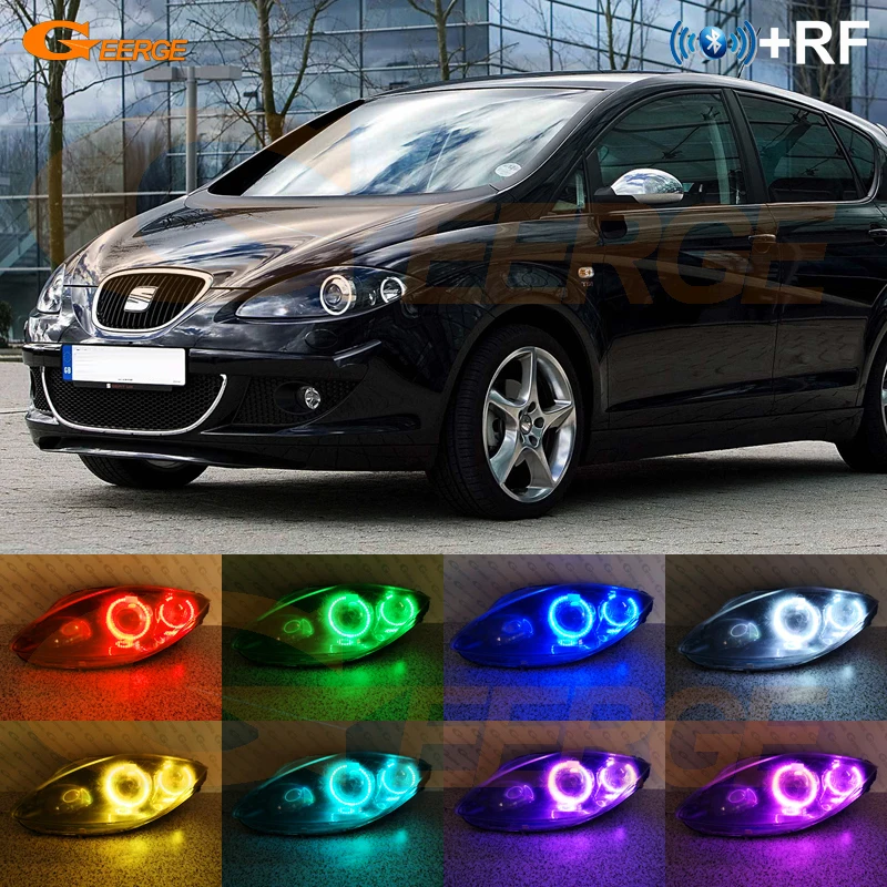 

For SEAT TOLEDO Mk3 5P 2004-2009 Excellent RF remote Bluetooth APP Ultra bright Multi-Color RGB led angel eyes kit
