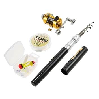 

Fishing Rod Reel Combo Set, Mini Telescopic Portable Pocket Pen Fishing Rod Pole,Fishing Reel,25M Fishing Line ,Baits Jig Hooks