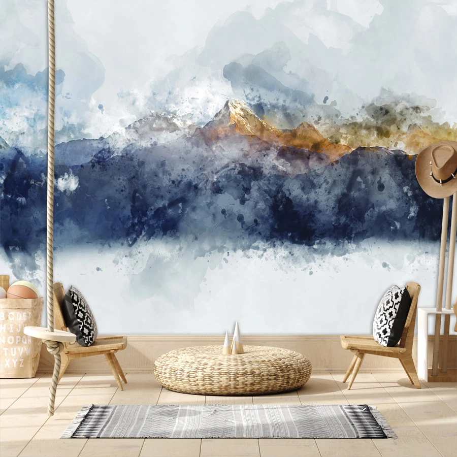 Custom Abstract Watercolor Mountain Wallpapers For Living Room Wall Papers  Home Decor 3d Bathroom Self Adhesive Mural Roll Print - Wallpapers -  AliExpress