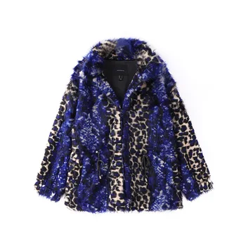 

Faux Fur Coats Autumn Winter Leopard Fashion Slim Fur Coat Women Clothes V-neck Drawstring Waist Casual Outerwear TFS013