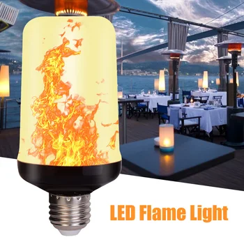 

96LED E27 85-265V Simulation Dynamic Flame Effect Wall Light Black Bottom Fire Lamp Bulbs for Outdoor Lawn Decoration