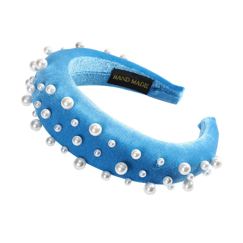 AWAYTR New Retro Velvet Sponge Rhinestone Hairband For Women Padded Headband Girls Hair Accessories Hair Jewelry Free Shipping - Цвет: 19-G