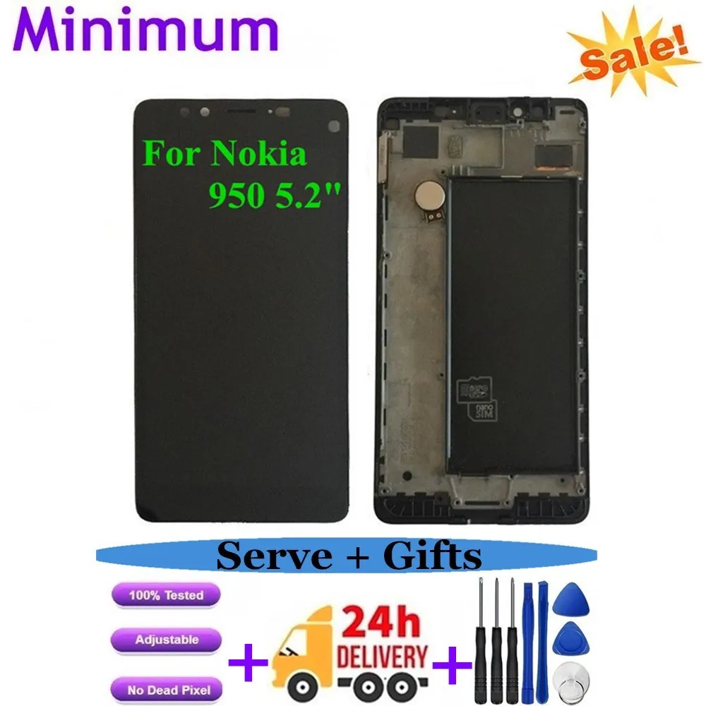 

For Nokia Lumia 950 5.2" LCD Display Touch Screen Digitizer Assembly With Frame Replacement For Microsoft N950 RM-1104 RM-1118