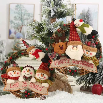 

Christmas Decorations Elderly Snowman Elk Cane Ring Pendant Garland Ornaments Featured Cute Holiday Gift Decoration Garland F4
