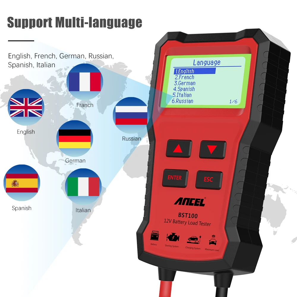 Диагностический прибор ANCEL BST100 диагностический OBD2 12 В PK KW600|Тестер автомобильного