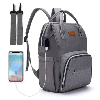 

Mummy Nappy Diaper Bag Maternity Large Capacity Baby Care Nursing Backpack with Stroller Straps USB Charging Port