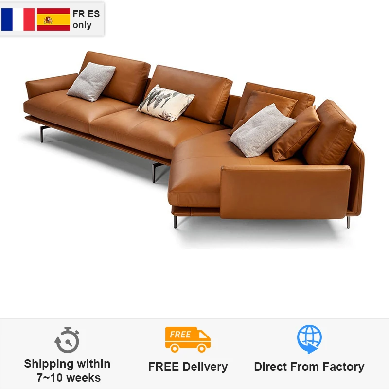 Italian Minimalist Leather Sofa Northern European-Style Light Luxury Simple Modern Corner Combination | Мебель