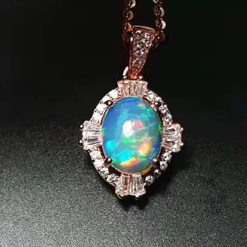 

100% NATURAL ETHIOPIAN WELO FIRE OPAL CABOCHON Pendant 925 silver 7x9mm