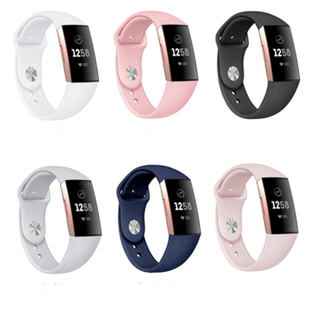 

Sport silicone strap for fitbit charge 3 band smart watch High Quality Solid color Breathable Silicone bracelet wristband blet