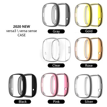 

TPU Smart Watch Bracelet Protective Frame for Fitbit Versa 3/Fitbit Sense Bumper All Inclusive Scratch-Resistant Case Shell