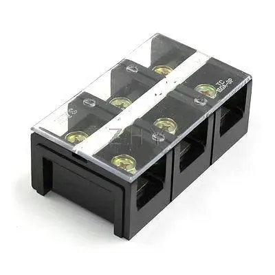 

150A 600V 3 Position Clear Covered Screw Terminal Barrier Block
