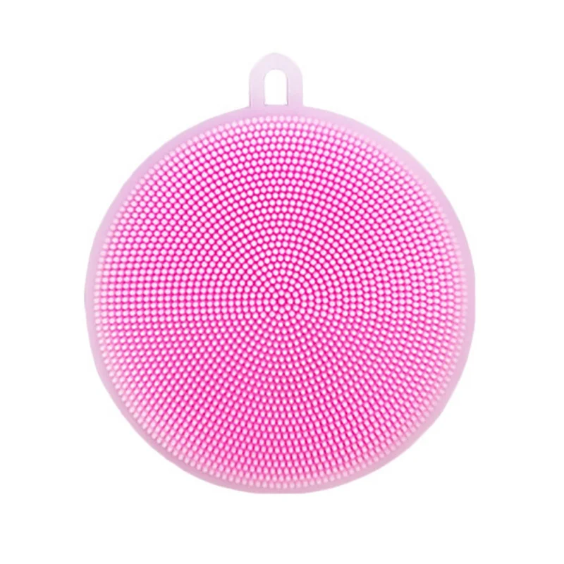 Pink Многофункциональная силиконовая круглая щетка для мытье овощей и фруктов, чистящий посудомоечный прибор, товары для дома - Цвет: Pink