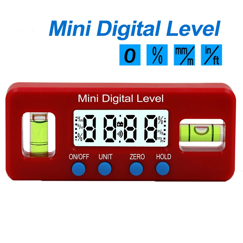  Red Precision Digital Protractor Inclinometer Water Proof Level Box Digital Angle Finder Bevel with