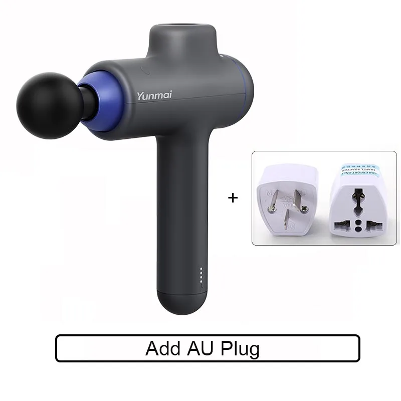 Add AU Plug Xiaomi Yunmai Fascia массажный пистолет 3 режима 4 головки портативный Перезаряжаемый Массажер для мышц Расслабление тела - Цвет: Add AU Plug