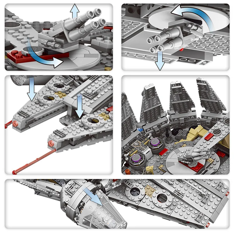 Tanie 1381 sztuk przebudzenie mocy Star Set Wars dla legoing Millennium 79211 Falcon Model klocki dla dzieci prezent dla dzieci
