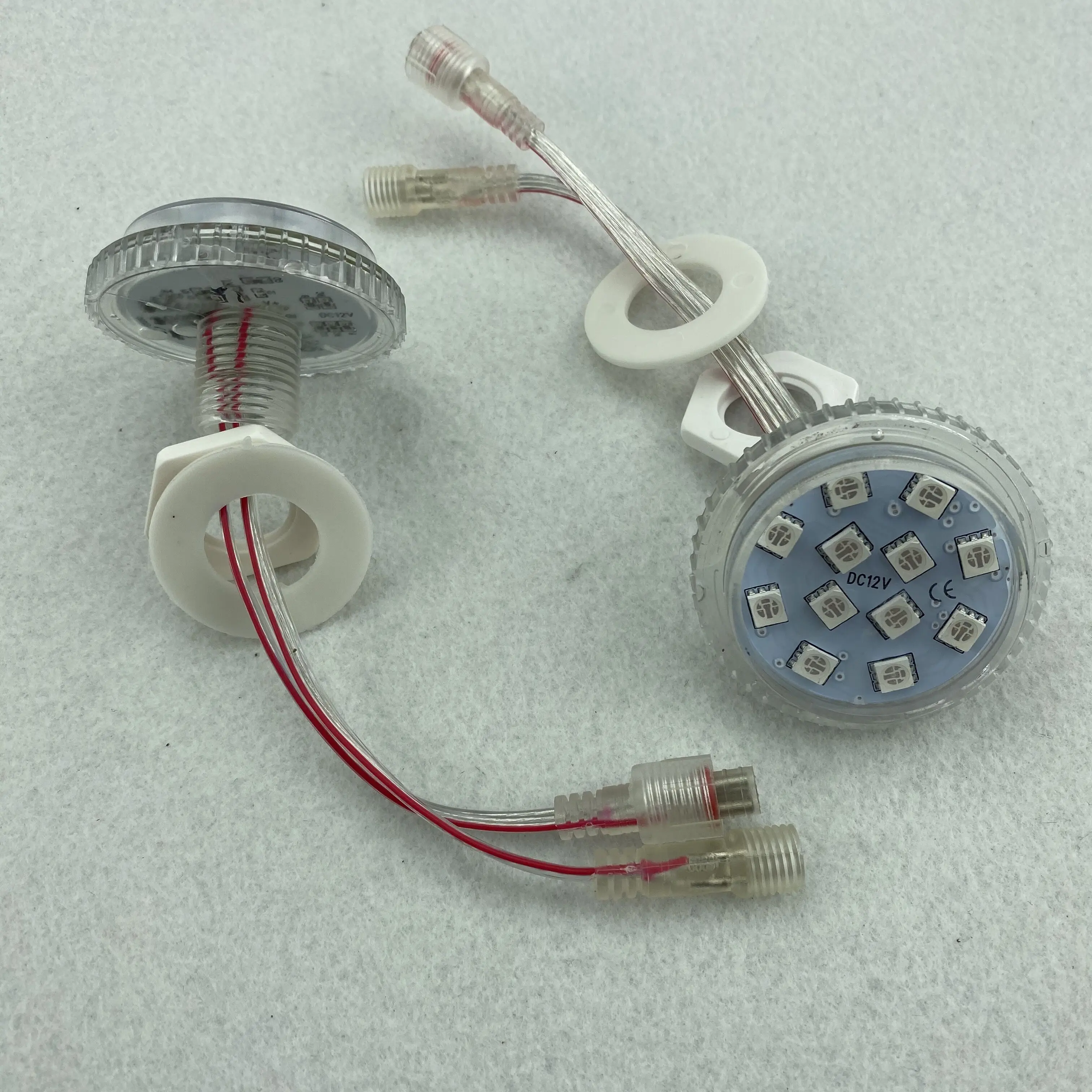 주소 지정 가능한 45mm led 픽셀 빛, 픽셀 당 DC12V, 2.88W(12 led), IP65, UCS1903/WS2811, 투명 커버, 투명 방수 색소