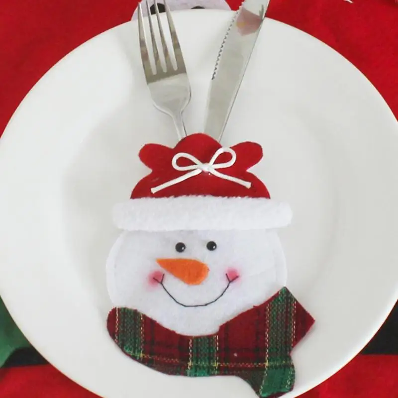 Милый Рождественский нож чехол для вилок обеденные кухонные приборы карман для кухонных приборов держатель вечерние Рождественская декорация украшение для домашней кухни