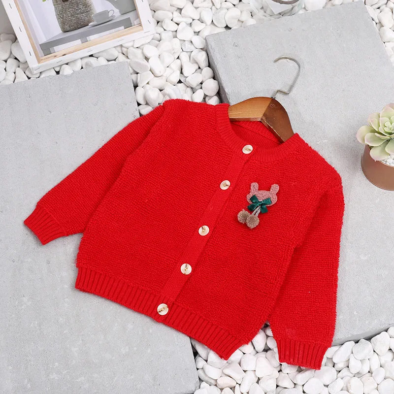 

Childrenswear GIRL'S Coat 2019 Autumn And Winter Korean-style Loose Thick Solid Color Sweater CHILDREN'S Cardigan