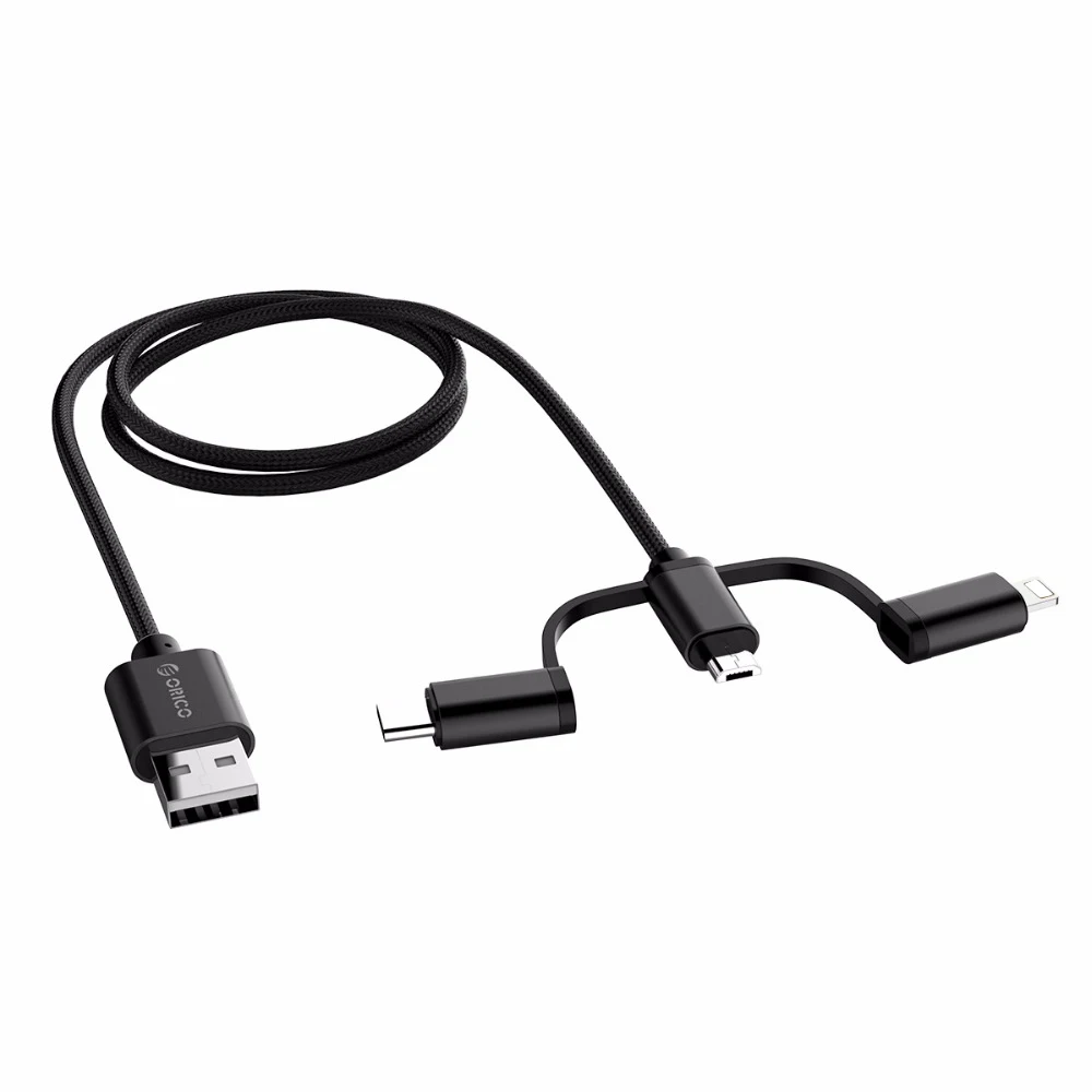 ORICO 3 IN 1 Type C Micro USB C Cable For iPhone 8 X 7 6 6S Plus iOS 10 9 8 Samsung Nokia USB Fast Charging Nylon Cables Cord (8)
