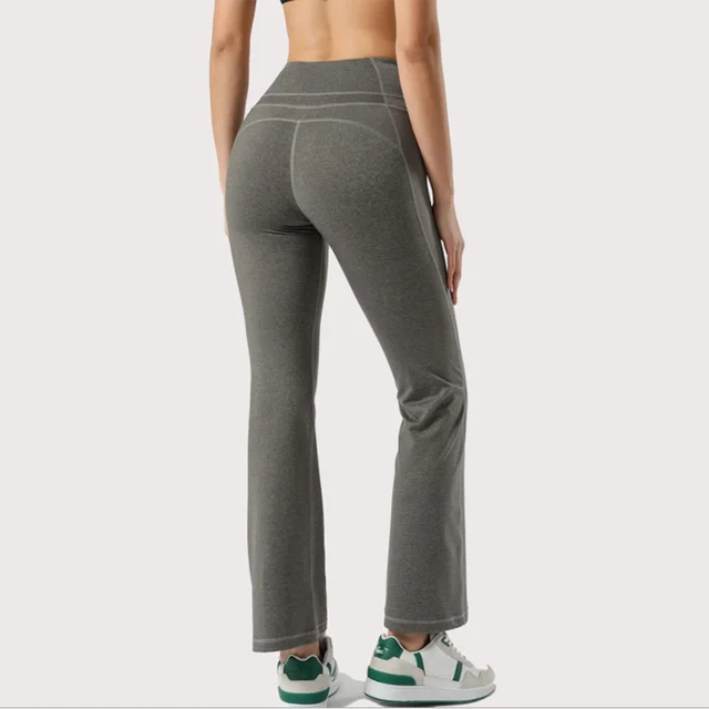 New Slimming Flared High Waist Yoga Pants Dance Pants Hip-Lifting Sports Casual Leggings Bell-Bottom Pants For Women grey