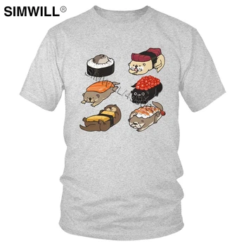 

Funny Sushi Otter Tee Shirt Men Cotton Love Japanese Food Tshirt Short Sleeves O-Neck Dog Graphic T-shirt Fashion Oversize Tops