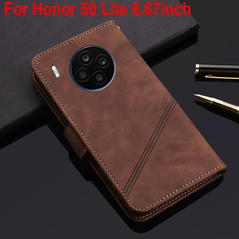 

Luxury Leather Case on For Honor 50 Lite Cover Honor 50 Light Case Fundas Coque For Honor 50 Lite 6.67in Stand Cardholder Cover