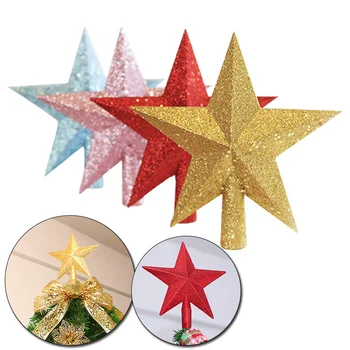 

10/15/20cm 3D Five-point Star Gold Powder Flash Star Christmas Tree Top Star Merry Christmas Home Table Topper Xmas Decor